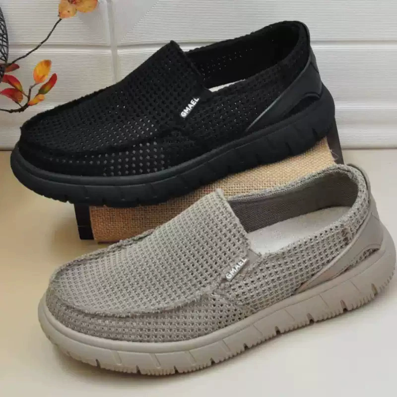 Старая Пекинская дышащая сетчатая обувь летняя однослойная бесдушная мода дикая круглая голова и широкие ноги легкая повседневная сетевая обувь