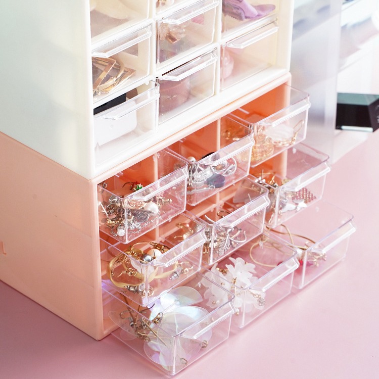 Dormitorio sala de estar ins Jiugongge caja de almacenamiento de cajón a prueba de polvo papelería joyería Jiugongge almacenamiento de cosméticos