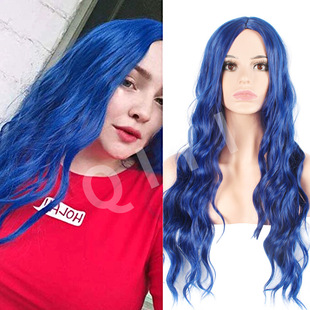 Wig European and American women's middle head dyed long curly hair chemical fiber head cover corn perm small roll wig cap wholesale