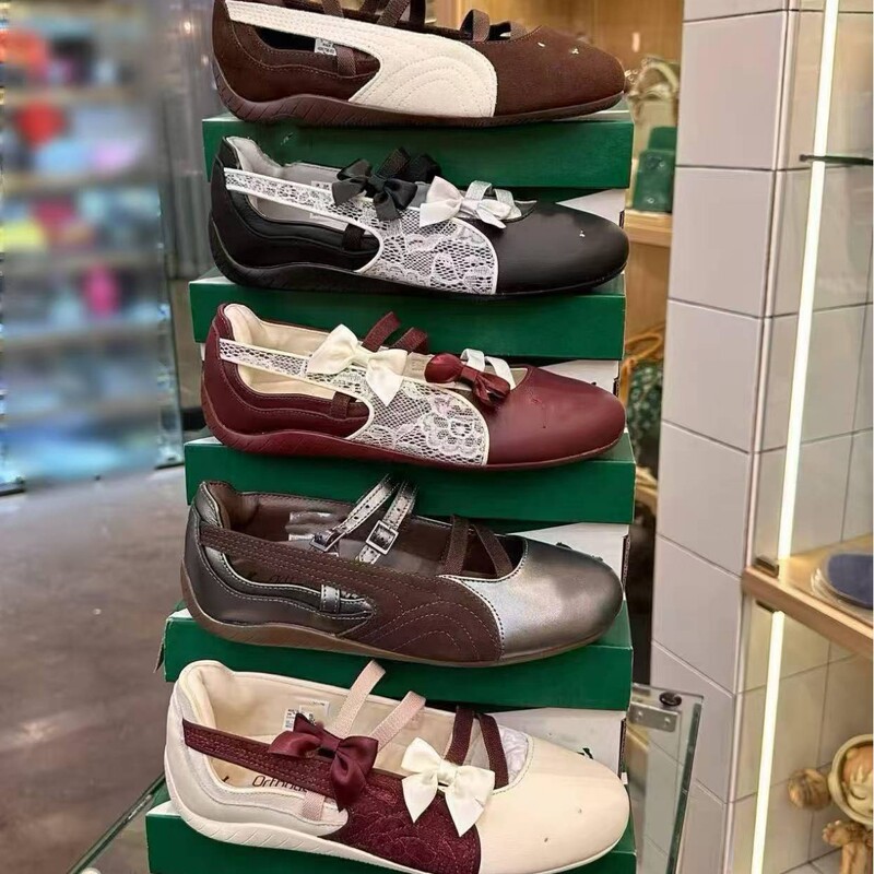 Pm Park Chae-Young Style German Training Ballet Shoes, Flat Mary Jane Retro Lightweight Women's Bowknot Casual Dance Shoes Pm Park Chae-Young Style German Training Ballet Shoes, Flat Mary Jane Retro Lightweight Women's Bowknot Casual Dance Shoes
