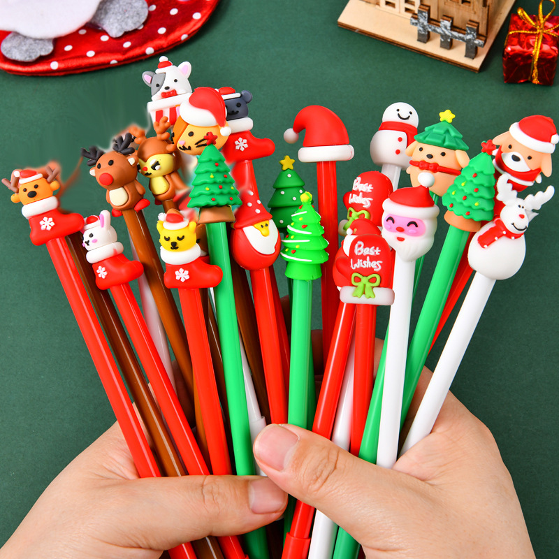 Navidad creativa bolígrafo neutro para estudiantes, materiales escolares, regalos de Navidad para estudiantes de jardín de infantes, bolígrafo de dibujos animados 3D, envío gratuito