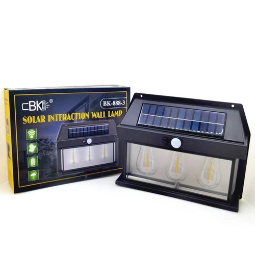 New solar-powered outdoor courtyard wall lamp, lighting with human body sensing, home garden waterproof outdoor energy-saving street lamp