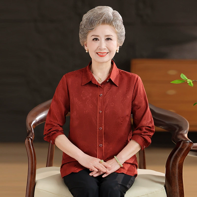 Среднее и старое летнее платье Новый китайский стиль тонкая рубашка бабушка красная праздничная теща свадебная одежда мама пожилая одежда