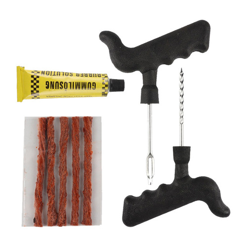 Small tire repair tool set for automobiles, tire and motorcycle quick tire repair strips, 6-piece repair tool set