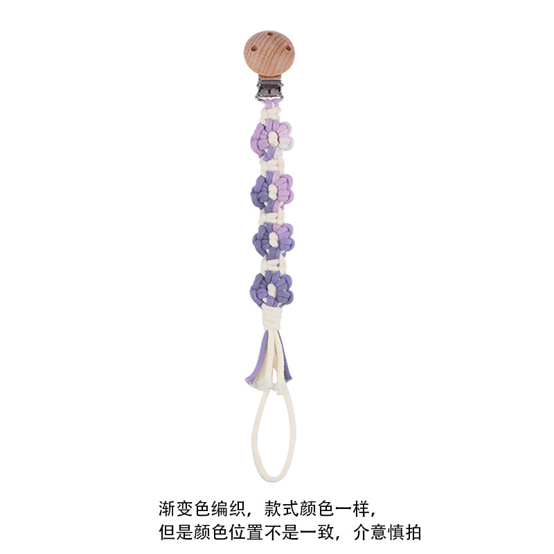Productos para bebés Clip de chupete de haya Creativo Tejido a mano Estilo pastoral Cadena de chupete de margarita de color