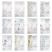 家用卧室金属移门衣柜衣橱钢制印花更衣柜印花柜带镜子带抽屉