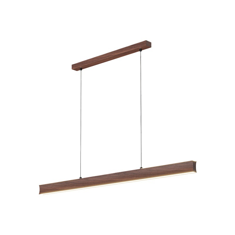 Nuevo candelabro de restaurante de color nogal, moderno y simple, nuevo salón de té zen chino, lámpara de mesa de estudio de tira larga de madera maciza