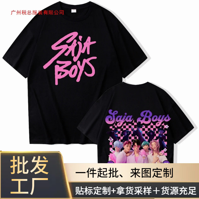 2025-26复古K恶魔猎人印花t恤韩国动漫棉短袖t恤夏天女孩衬衫男孩