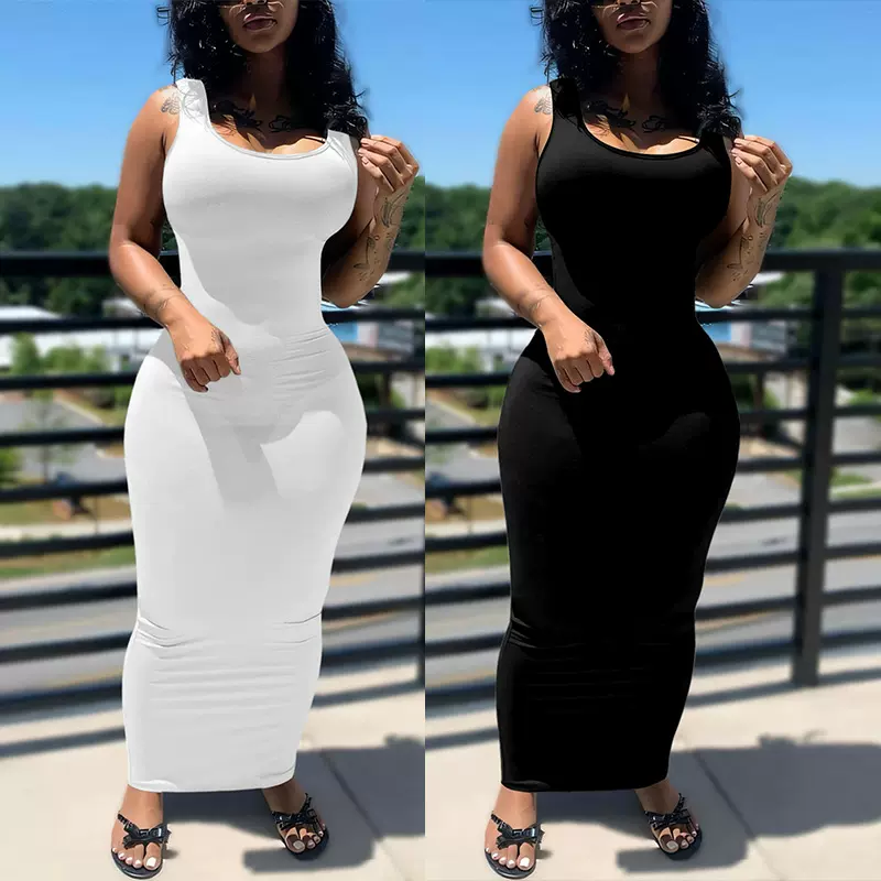 跨境女装欧美亚马逊新款性感大码紧身时尚长裙非洲胖mm连衣裙