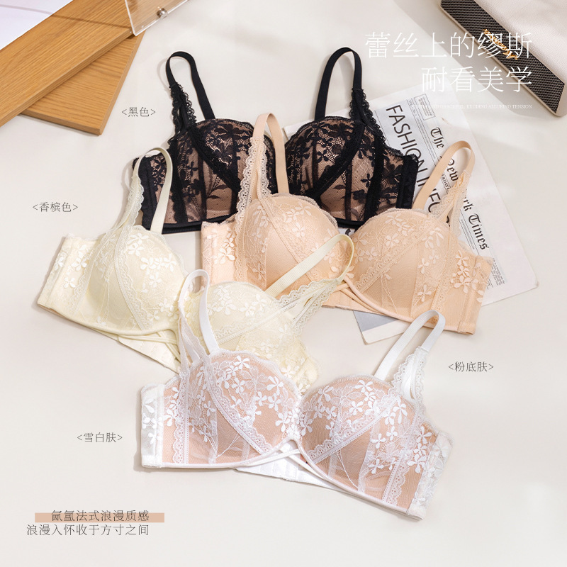 K81 Original Seamless Luxury Romantic Comfortable Non-Irritating Lace Neckline Bra Without Underwire