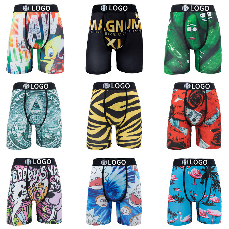 [Cross-Border Exclusive] Psd Same Style Trendy Brand Men's Polyester Boxer Briefs Printed Anime Sports Boxer Briefs