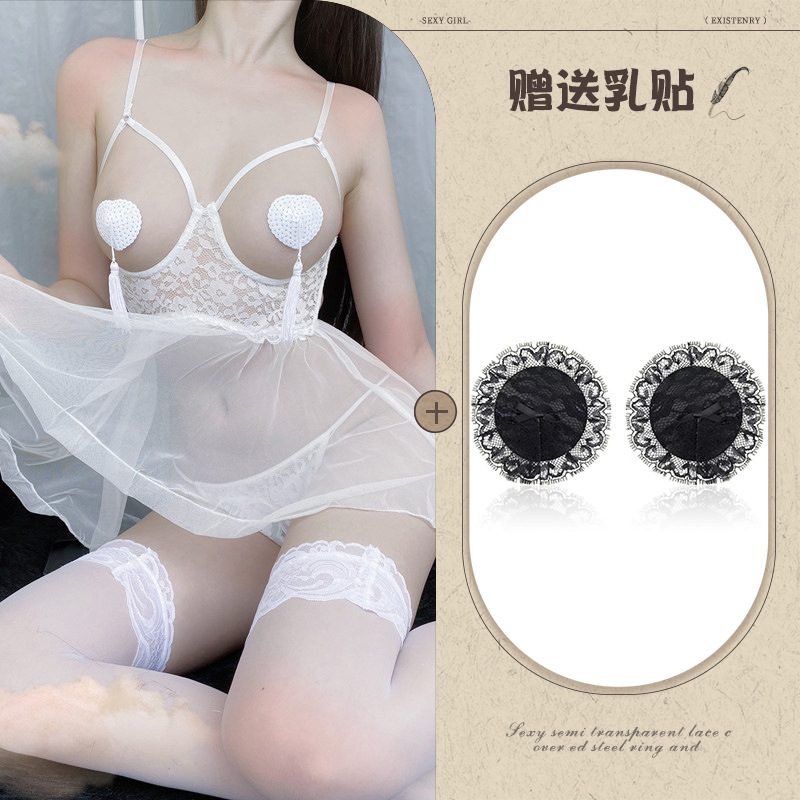 화이트 + 블랙 레이스 젖꼭지 젖꼭지