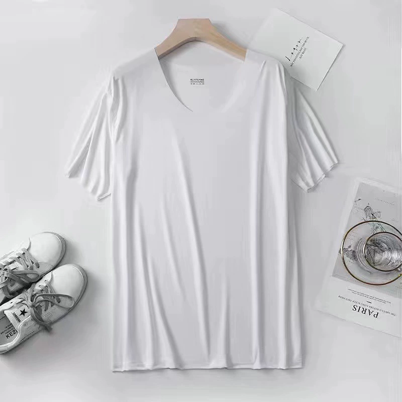 Летняя бесшовная Мужская футболка с круглым вырезом из ледяного шелка с коротким рукавом, баскетбольная рубашка для бега, базовая внешняя Повседневная рубашка оптом