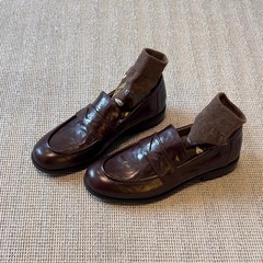Gutijia~レトロソフトレザースリッポンスリッポンレディース厚底フラットシューズ英国風小さな革靴ローファー