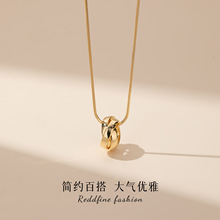 金色双环长款项链毛衣链轻奢高级感配饰女款2025新款装饰长款吊坠