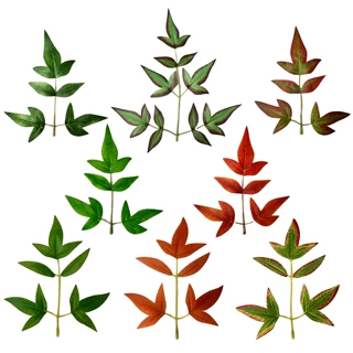 仿真南天竹树叶假叶子 植物墙手感树叶树枝装饰配件人造胶布叶子