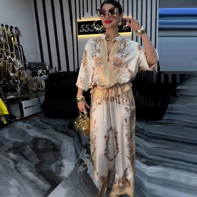 Three-dimensional Printed Flowers Baseball Uniform Drawstring Trousers Two-piece Set - Image 4