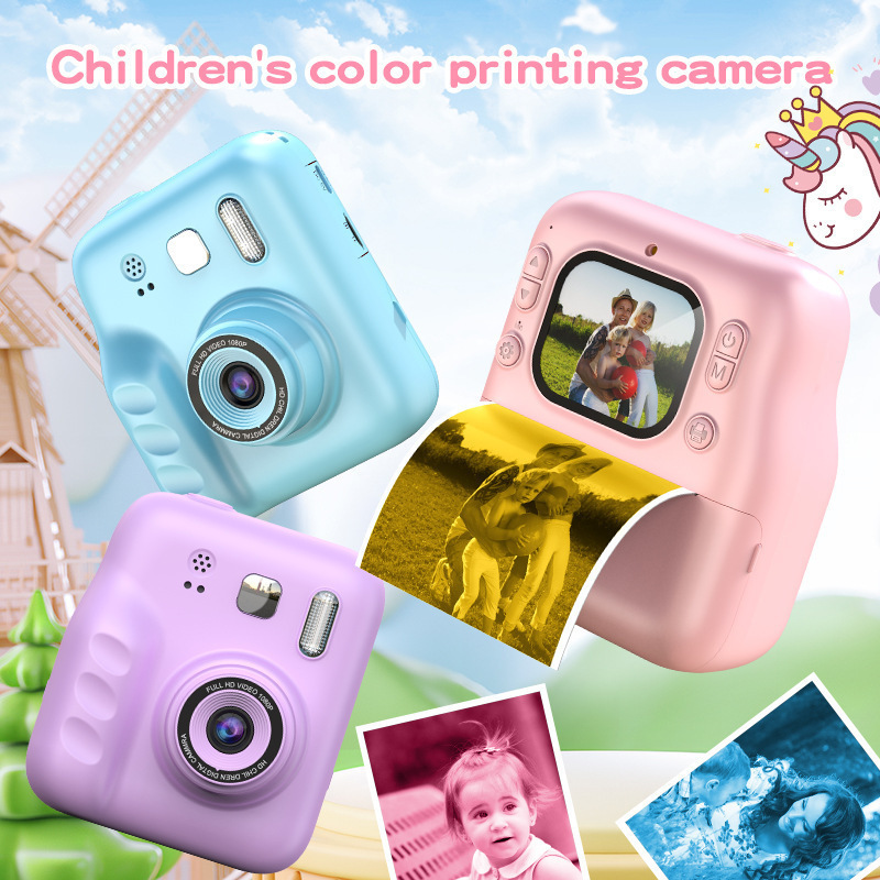 Cross-Border Y300 Kidsren's Camera Hd Printing Can Take Pictures Polaroid Cartoon Camera Birthday Gift Hd Camera