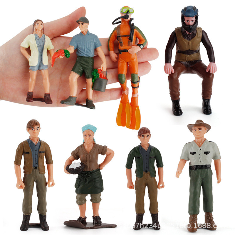 Simulación de micro-Escala muñeca escena modelo patrulla conductor Diver criador agricultor mesa de arena de escritorio figura