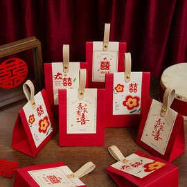 婚礼糖盒新款中式喜糖盒创意手提喜糖袋结婚婚宴宾客伴手礼盒空盒