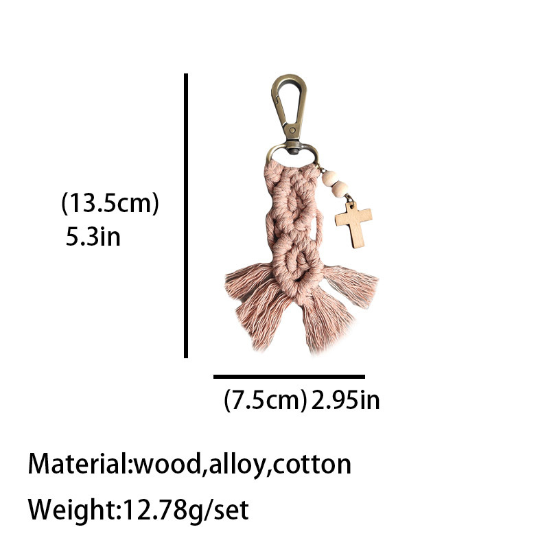 Streetwear Tassel Alloy Wood Cotton Unisex Bag Pendant Keychain display picture 1