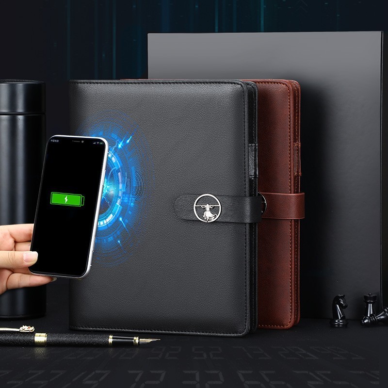 充電式ノートブック電源ブックオフィスギフトワイヤレス充電多機能メモ帳|undefined