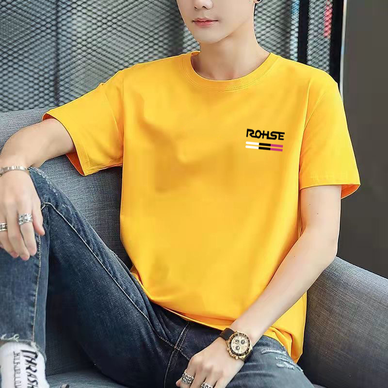 Camiseta de calidad de moda corta letra delgada manga corta Camiseta cuello redondo de los hombres de moda todo partido casual Top ropa de los hombres t