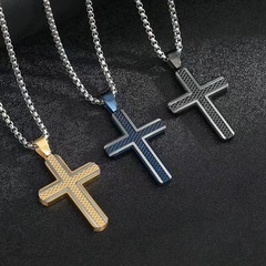 新しいクリエイティブハニカムパターンメンズクロスレトロ祈りペンダントヨーロッパとアメリカの宗教ネックレスソースメーカー