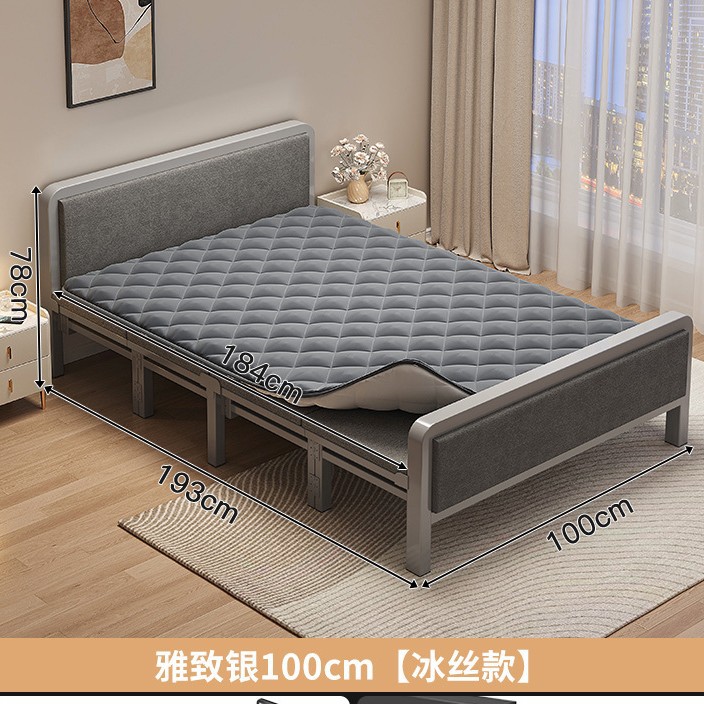 Cama individual plegable para adultos domésticos 1m2 cama simple para alquiler dormitorio reforzado cama de hierro de placa dura cama doble