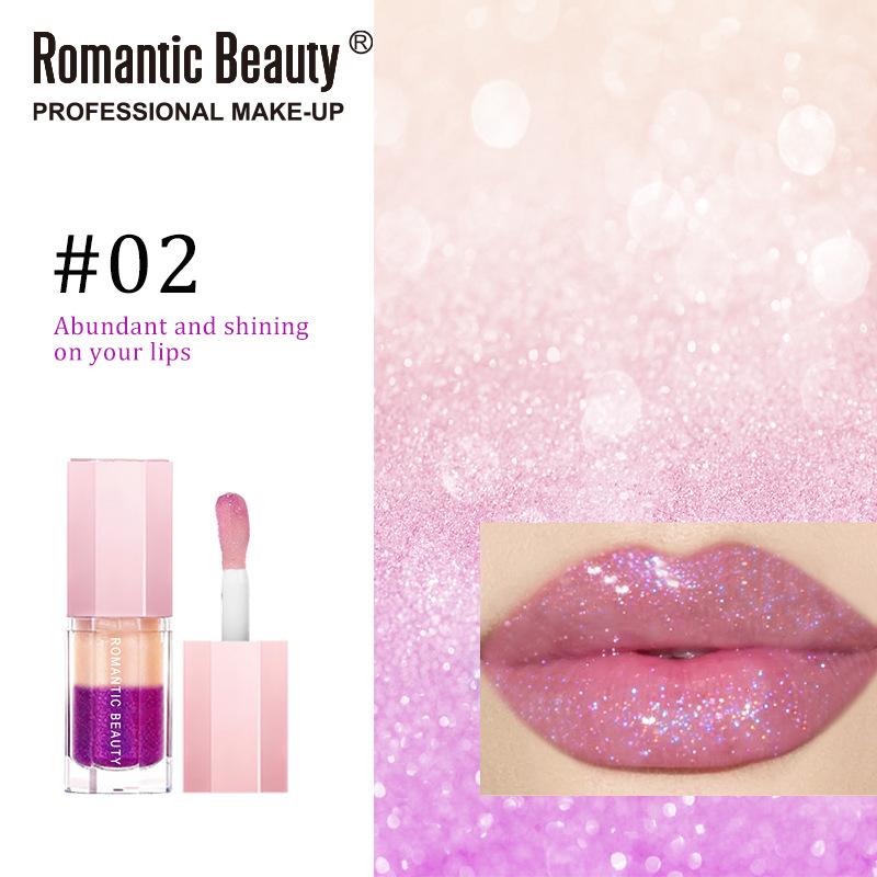 Gloss labial transfronterizo de dos colores, esmalte labial