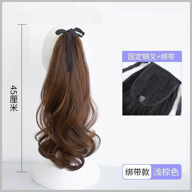 Falsa cola de caballo femenina simulación cabello agarrador tipo flor de pera natural ondulado rollo alto cráneo red vigor ligero cola de caballo alta