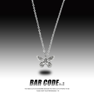 Barcode Ins Cold Style Retro Butterfly Necklace Women Ins Simple Versatile Hip-Hop Sweater Chain Trendy Jewelry