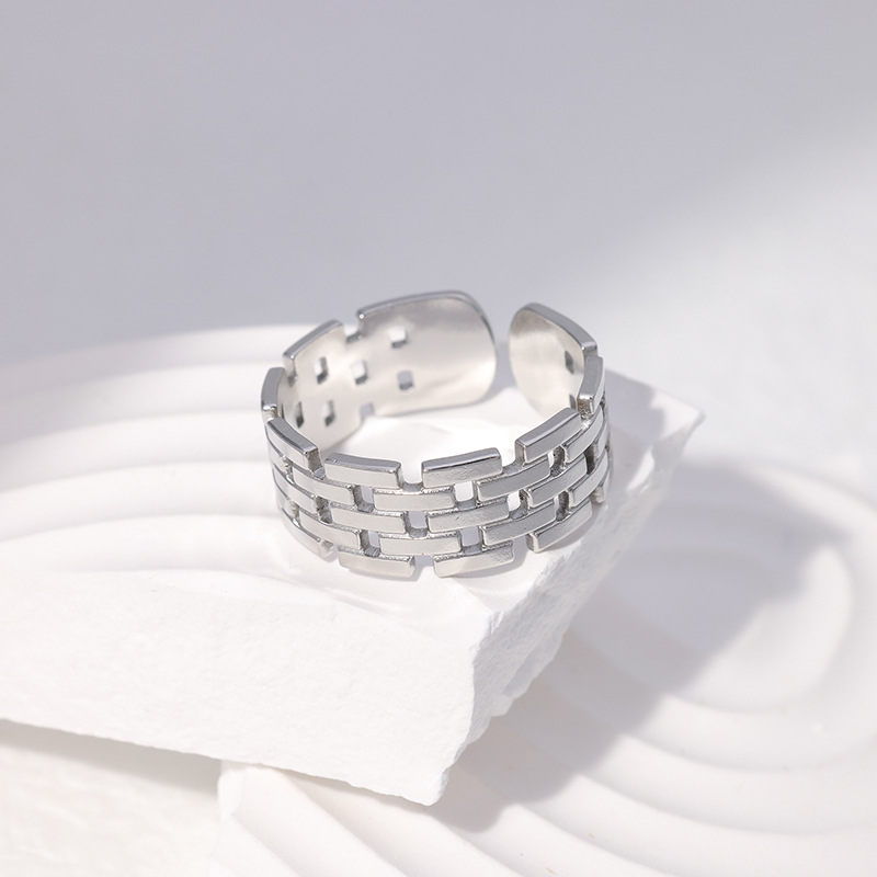 Retro Geometric Stainless Steel Plating Open Ring