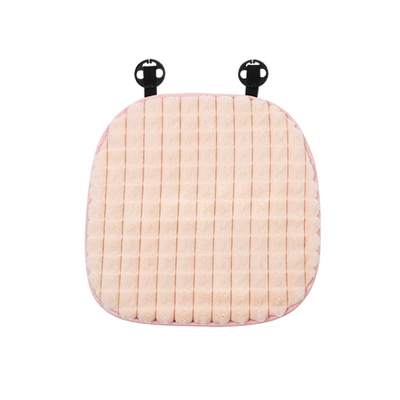 winter rabbit hair car | Headrest - rabbit-fur-puff-cushion-pink-front