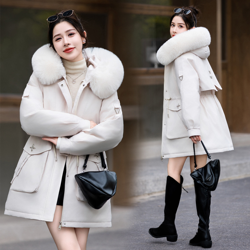 Abbigliamento da donna cappotto parka di grandi dimensioni cappotto in cotone con collo largo da donna stile coreano più vita in velluto cappotto caldo in cotone tendenza da donna_voghion.com