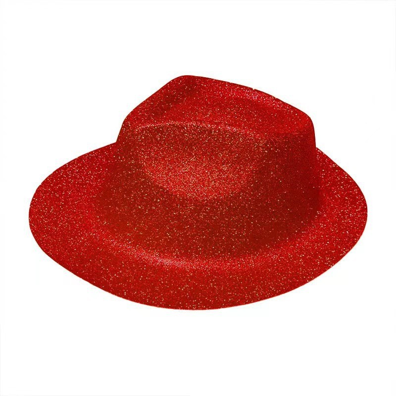 Nuevo sombrero alto sombrero de oro polvo sombrero de jazz sombrero vaquero plástico vestido de Halloween espectáculo de cebolla dorada polvo props