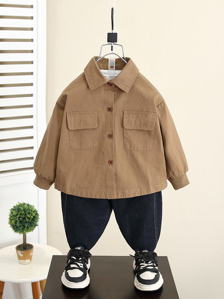 5825 ropa para niños chaqueta de camisa de primavera y otoño 2025 nuevo estilo niño otoño camisa coreana estilo occidental bebé principios de otoño