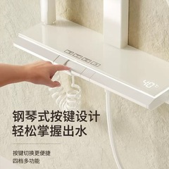批發奶油白大方管洗澡花灑套裝按摩銅恆溫增壓淋浴噴頭恆溫花灑