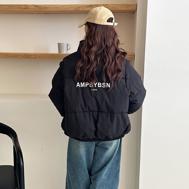 Europa y los Estados Unidos 2024 otoño y invierno corto ropa de algodón de mujer cuello coreano dos chaquetas de algodón gruesas chaquetas de béisbol de estudiantes chaquetas