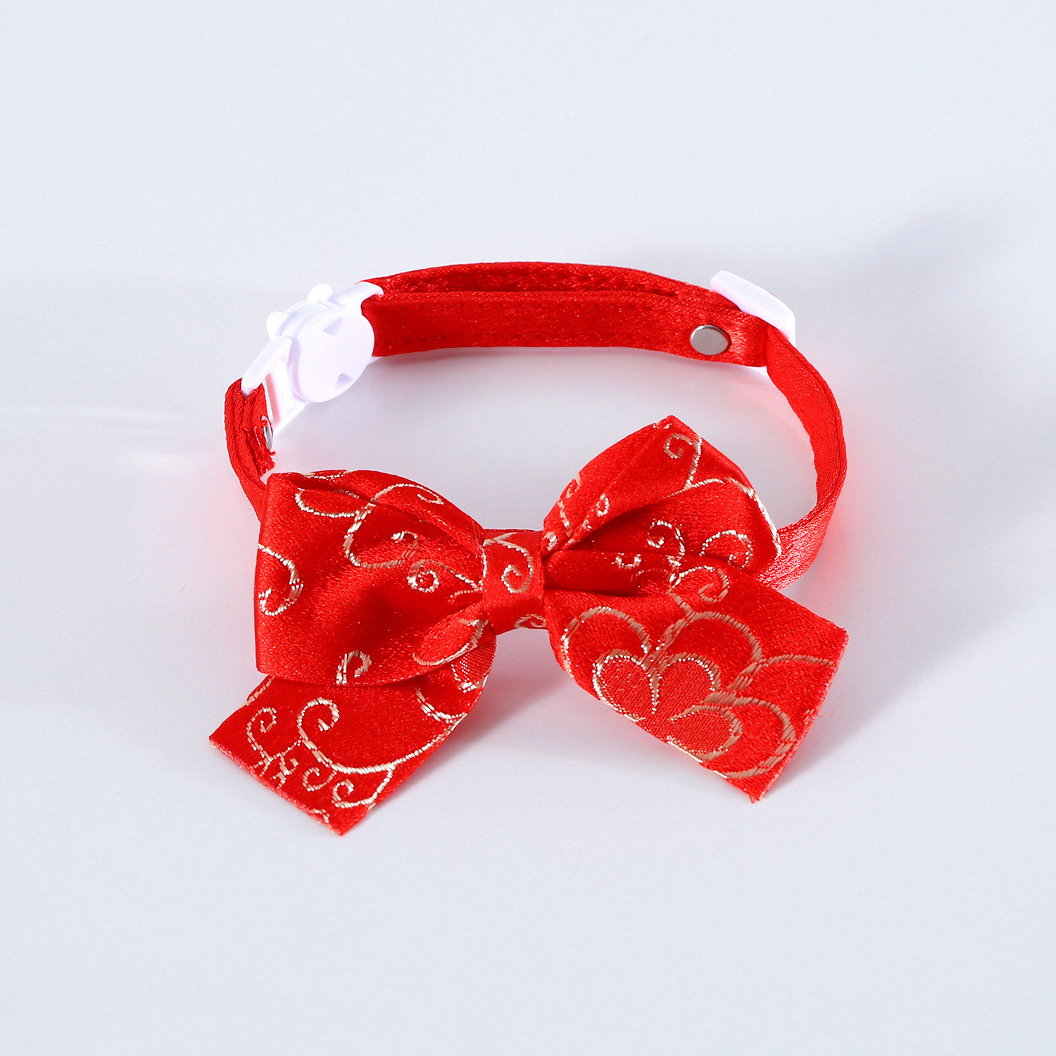Viento chino Phnom Penh arco collar sequillas flores de peces nubes de seda doble capa anti-asfixia mascotas collar de Año Nuevo
