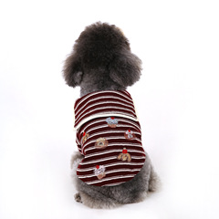 新款狗狗衣服秋装雪纳瑞泰迪比熊马尔济斯条纹刺绣海军领卫衣