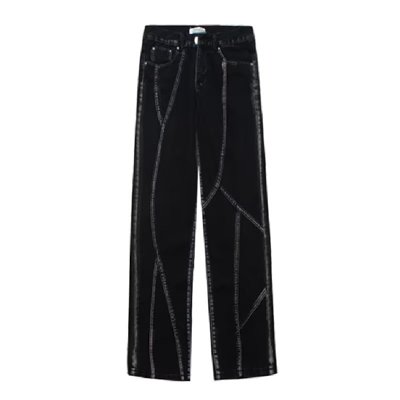 Patchwork Jeans For Men High Straight Loose Design Sense Niche Trendy Brand Street Pants Simple Style_viptrois.com
