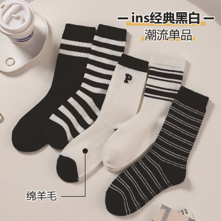 New pure cotton mid-length socks for women, sweat-absorbing, breathable and warm in autumn and winter, solid color pile socks for women, trendy socks wholesale pic 7