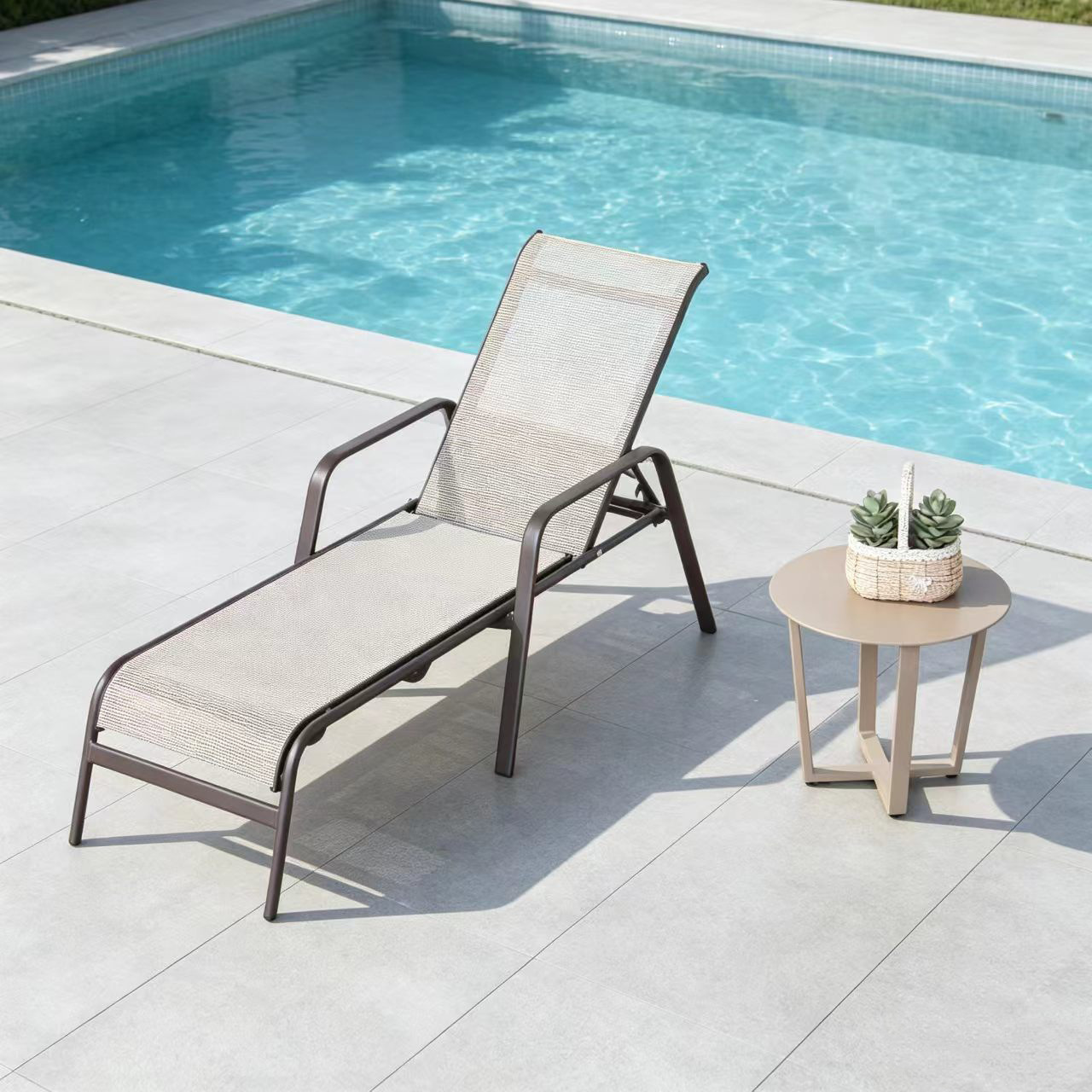 Cama de playa silla de playa de ocio piscina balcón patio piscina de ocio al aire libre silla de siesta plegable portátil image 13