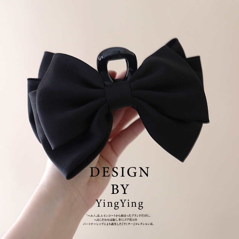 義烏工廠韓版髮飾氣質三層蝴蝶結抓夾髮夾網紅高級感頭飾女鯊魚夾