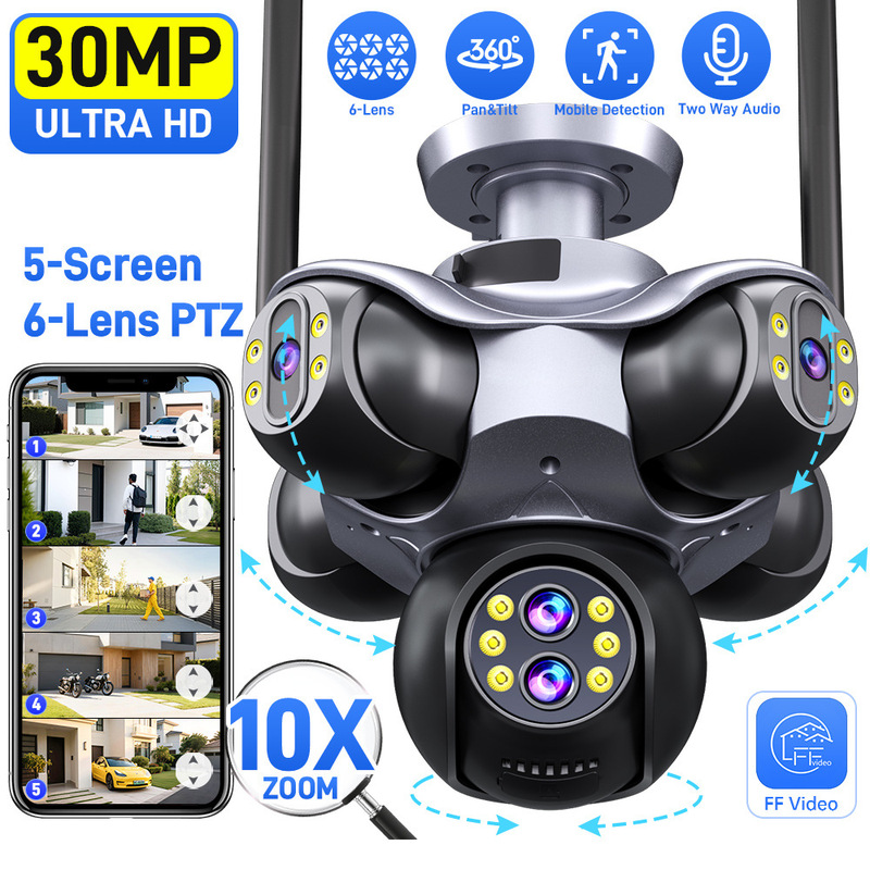 Cross-Border New Product Five-Screen Wifi Zoom Monitor 360-Degree Wireless High-Definition Night Vision Camera Without Blind Spots