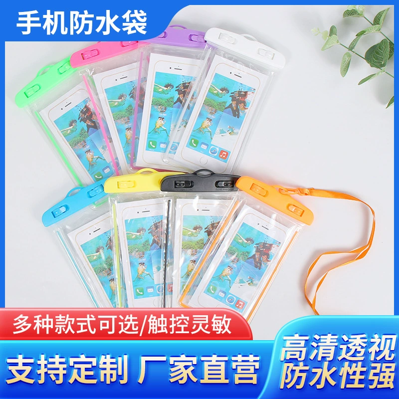 ПВХ светящийся флуоресцентный мобильный телефон Водонепроницаемая Сумка сплошной цвет прозрачный открытый дрейфующий Плавание Дайвинг защитный чехол для мобильного телефона