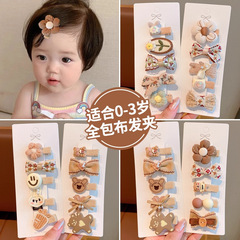 秋冬奶咖色卡通儿童发夹婴幼儿不伤发全包布艺bb夹汗毛夹女孩发卡