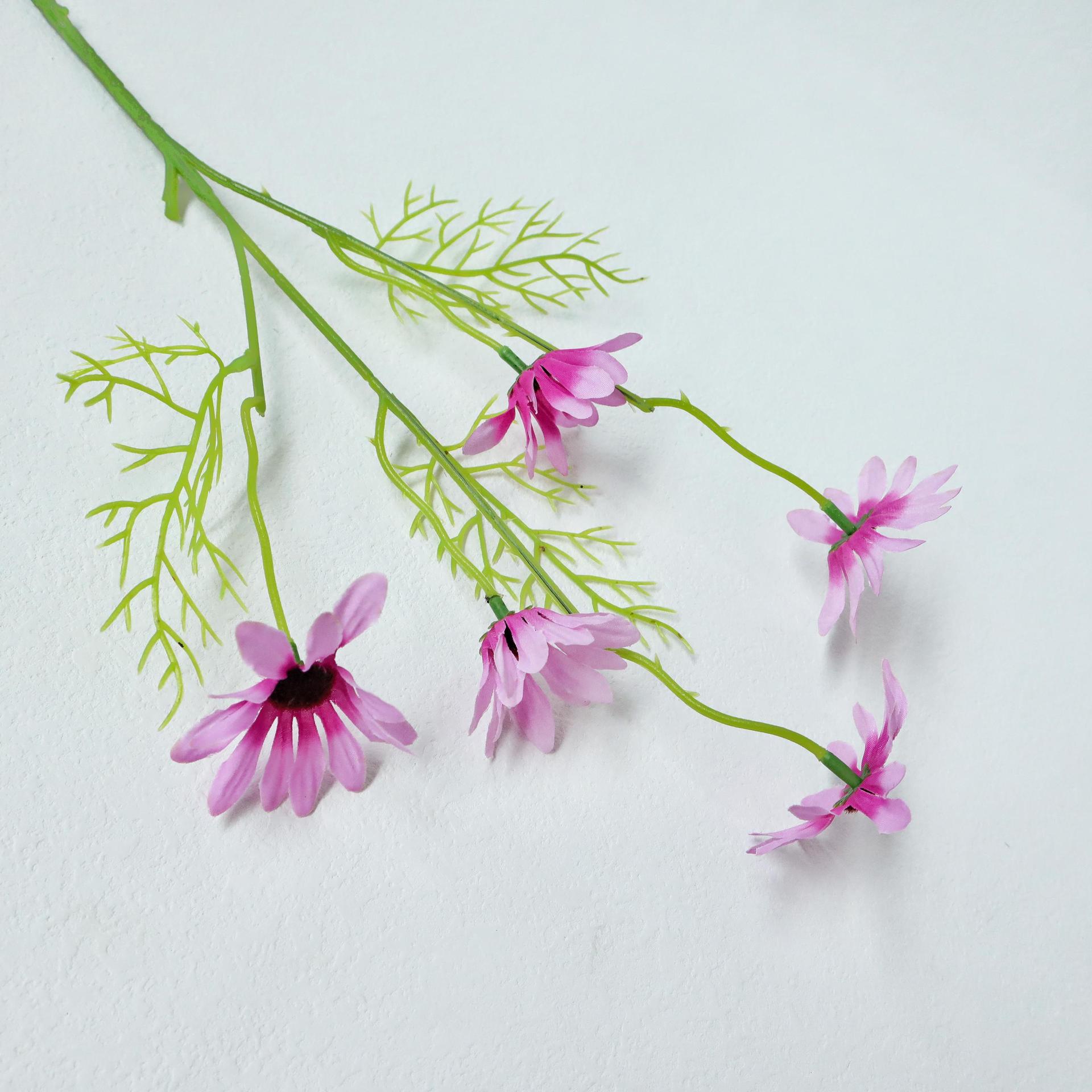 Crisantemo holandés artificial de 5 cabezas para decoración de bodas y hogar, accesorios para fotografía, flores artificiales pequeñas de margarita hechas a mano al por mayor.
