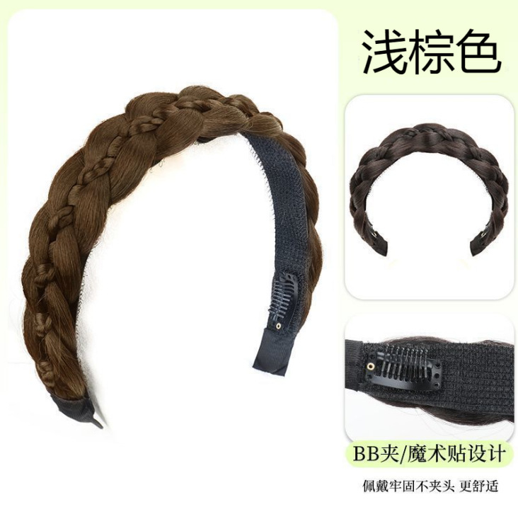 女性用編み込み非感覚ベルクロウィッグヘッドバンド、自然な人毛を模倣した高頭蓋骨カバー、ヘアシーム一体型ヘッドバンド|undefined